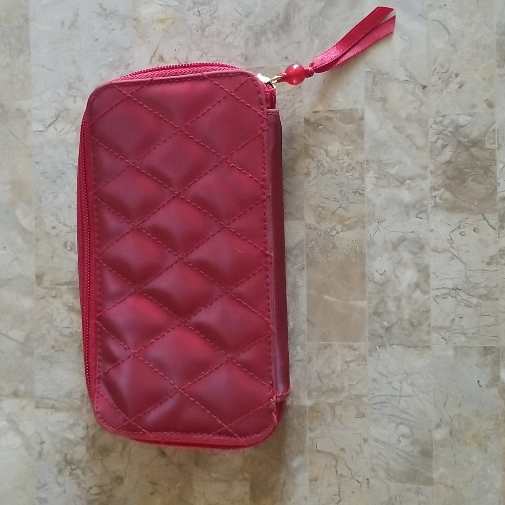 SALE! Estee Lauder Garnet Red Leather Bag